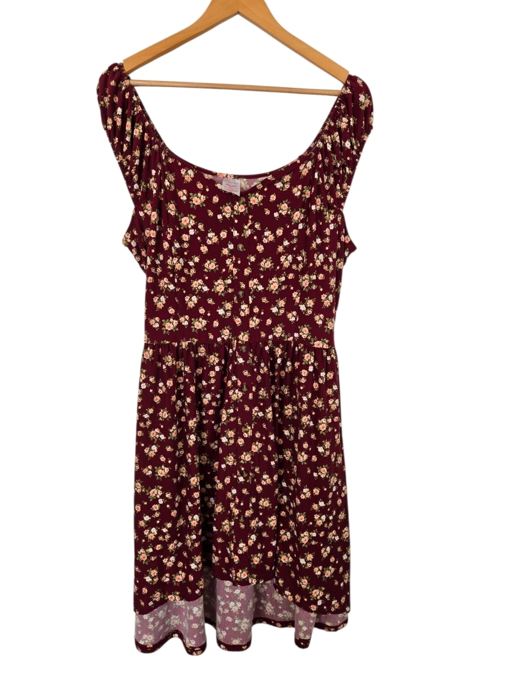 No Boundaries Burgundy Floral A-Line Dress